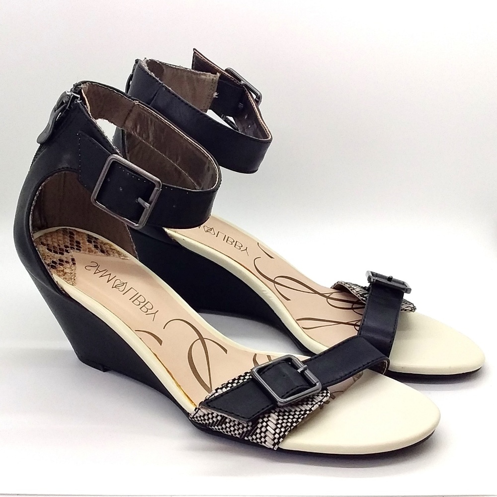 Sam & Libby Wedge Heel Sandals Black Size 8